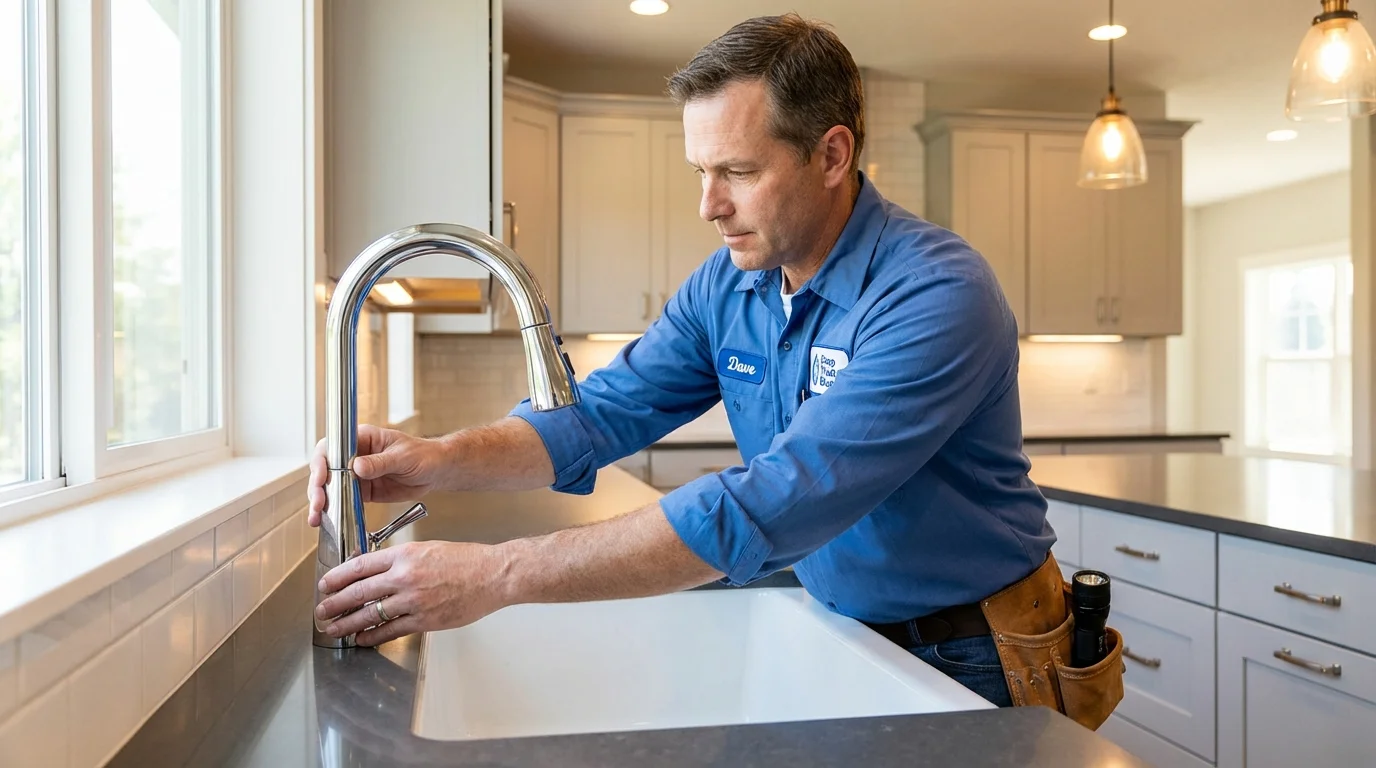 Kitchen faucet installation by Johns Plumbing LLC in Groton