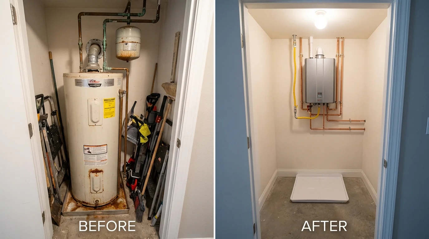 Tank water heater versus wall-mounted tankless unit comparison for Groton, SD homeowners